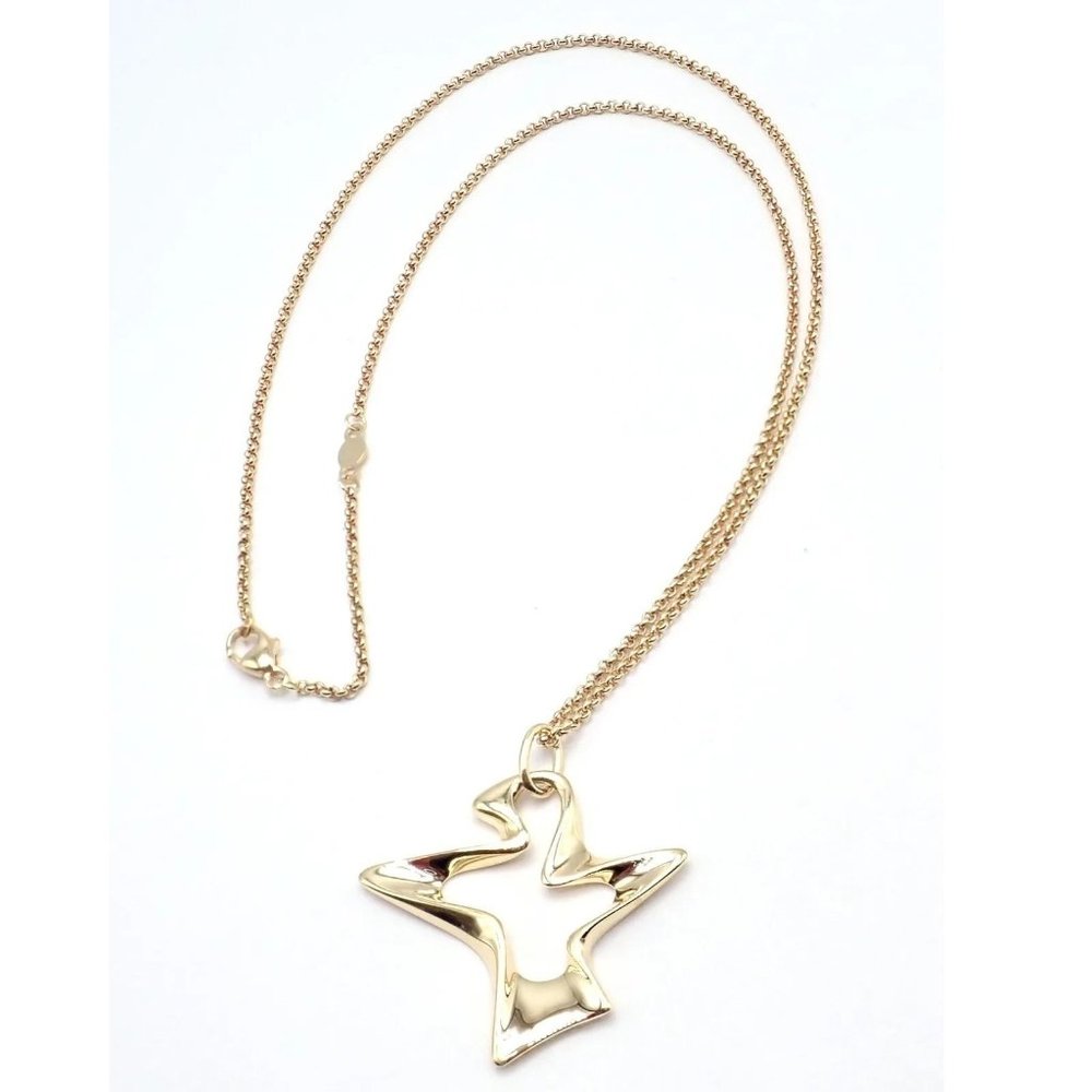 Authentic! Georg Jensen Bird 18K Yellow Gold Pendant Necklace 2000